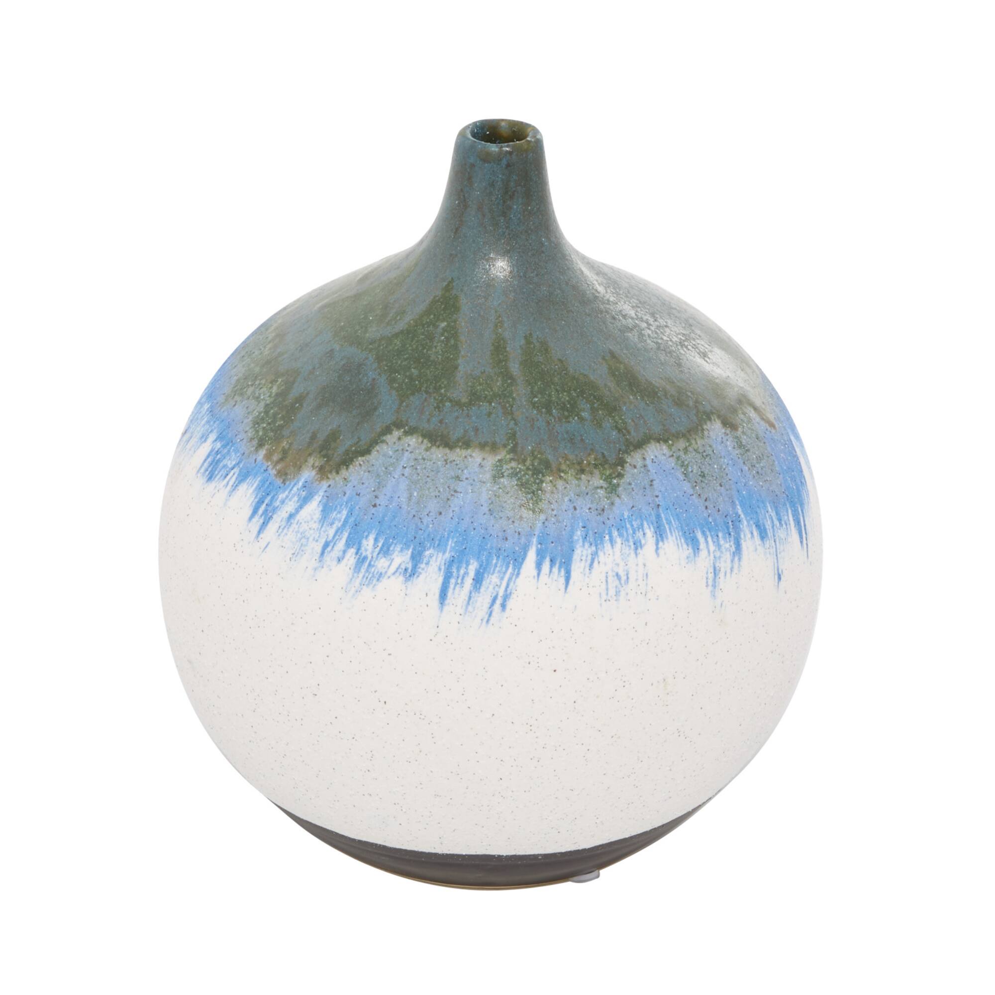 White Ceramic Contemporary Vase, 10" x 9" x 9"